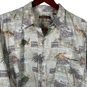 Tori Richard Mens 2XL Hawaiian Button Up Shirt Sea Turtles Palm Trees Map Print